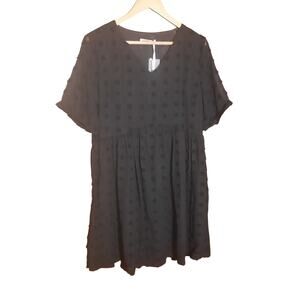 Grace Karin Womens Black Swiss Dot Cap Sleeve Baby Doll Dress Size Large NWT